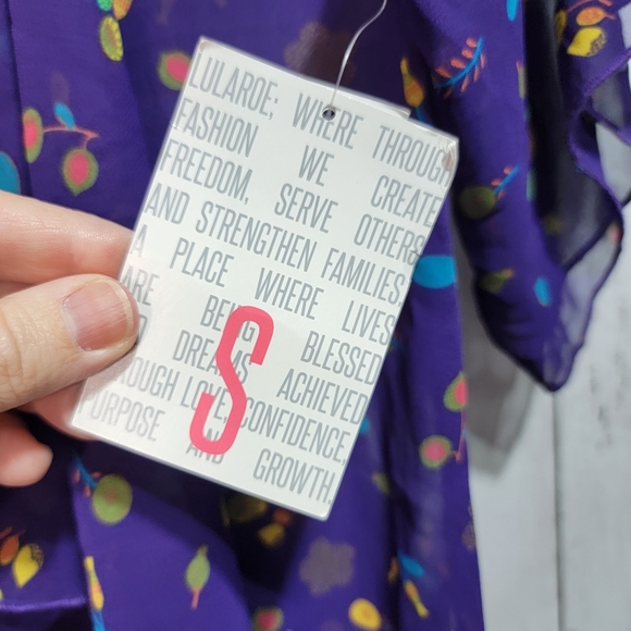 NWT LuLaRoe Monroe Kimono Fringe Hem Trim Coverup Top Purple Size Small 0-12. - Picture 5 of 8